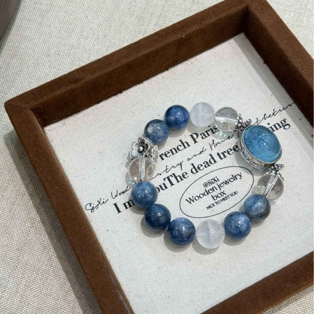 The Clarity Current | Premium Clear Quartz, White Phantom & Aquamarine Bracelet