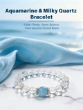 Natural Aquamarine & Milky Quartz Bracelet – Handmade Blue White Crystal Bracelet for Calm, Purity & Inner Balance