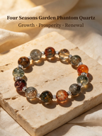 Natural Four Seasons Garden Phantom Quartz Bubble Bracelet – Handmade Crystal Bracelet for Growth, Prosperity & Positive Energy