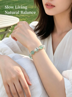 Natural Green Fluorite & White Quartz Bracelet – Summer Crystal Jewelry for Calm, Balance & Natural Serenity