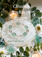 Natural Green Fluorite & White Quartz Bracelet – Summer Crystal Jewelry for Calm, Balance & Natural Serenity