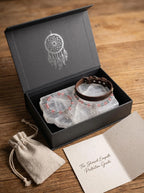 Dream Catcher matching set bracelet and pet collar
on natural wood with dried botanicals and feathers,
bohemian human and pet crystal matching set aesthetic