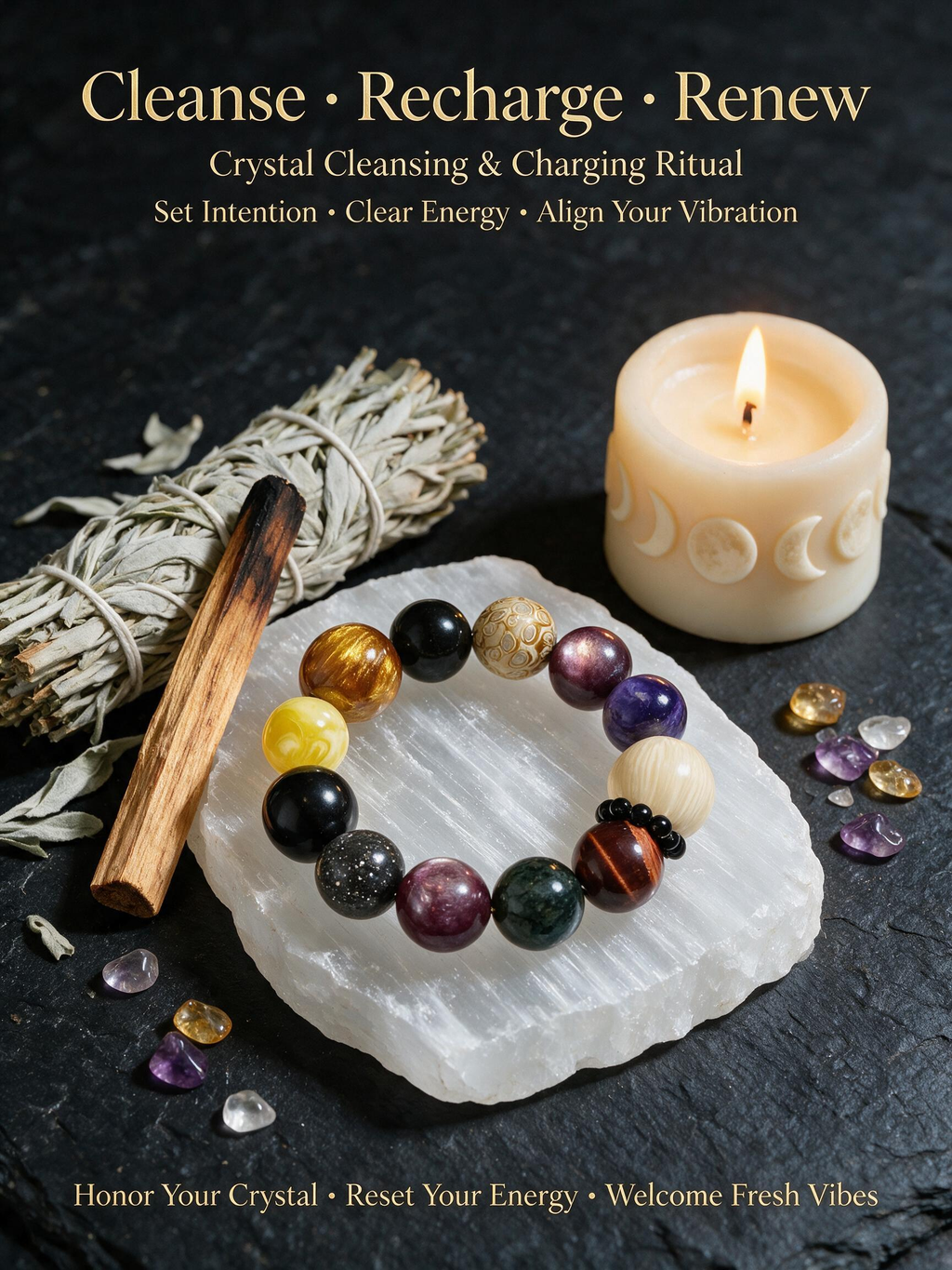 Natural Green Rutilated Quartz, Lepidolite & Dragon Vein Agate Bracelet | Handmade Crystal Bracelet for Confidence, Balance & Protection