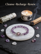 Natural Amethyst & Lepidolite Bracelet – Handmade Crystal Bracelet for Calm, Intuition & Emotional Healing