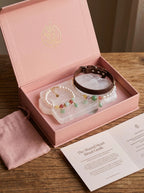 Pearl & Bloom matching set bracelet and pet collar
on white silk with fresh flowers and pearl accents,
human and pet heart chakra crystal matching set aesthetic