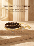 The Solar Guardian matching set with pure lemon citrine
human bracelet and pet collar flat lay,
solar wealth crystal set for humans and all pet sizes