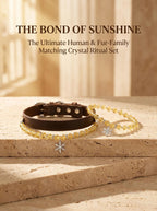The Solar Guardian matching set with pure lemon citrine
human bracelet and pet collar flat lay,
solar wealth crystal set for humans and all pet sizes
