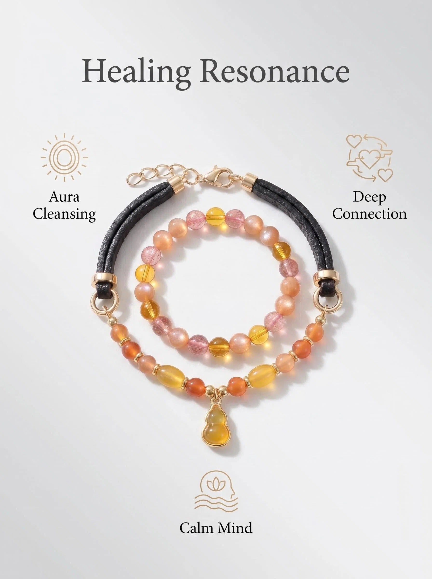 Warm Light matching set bracelet and pet collar
on selenite charging plate with palo santo,
human and pet crystal cleansing ritual warm tones